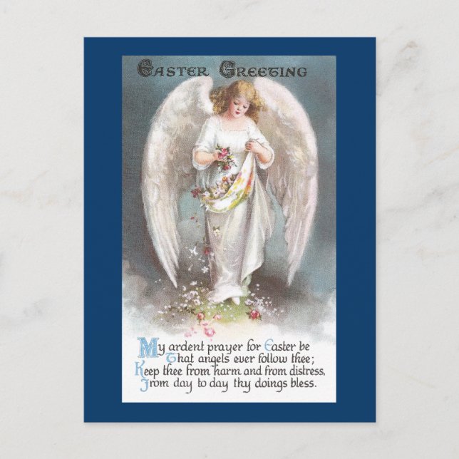 Cartes Pour Fêtes Annuelles Ange dispersant le cru Pâques de fleurs (Devant)