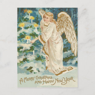 Cartes Pour Fêtes Annuelles Ange Éclairage bougie Arbre de Noël