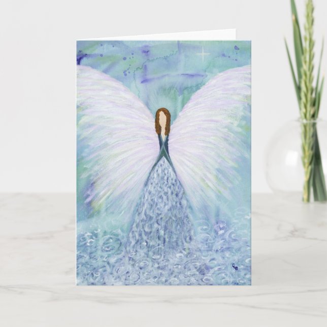 Cartes Pour Fêtes Annuelles Ange gardien bleu (Devant)