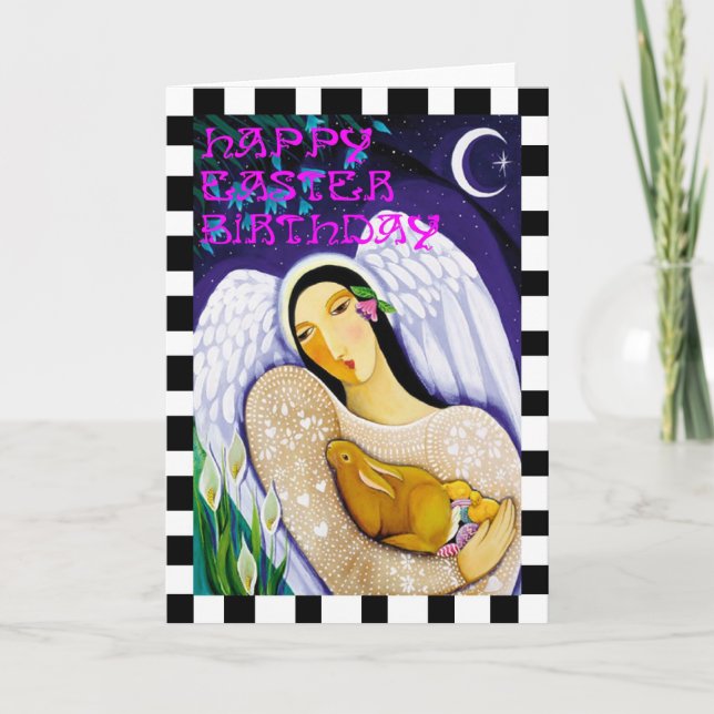 Cartes Pour Fêtes Annuelles Ange heureux d'anniversaire de Pâques (Devant)