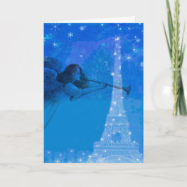 Cartes Pour Fêtes Annuelles ange illustré sur paris nocturne
