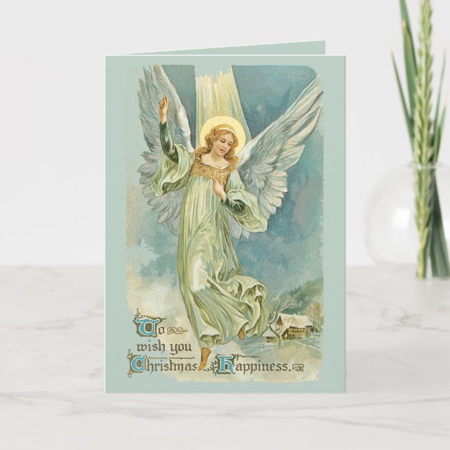 Cartes Pour Fêtes Annuelles Ange inspirant à Noël (Devant)