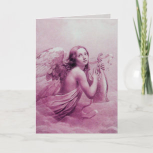 CARTES POUR FÊTES ANNUELLES ANGE JOUE LA LYRE AU-DESSUS DES NUAGES