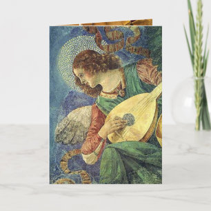 Cartes Pour Fêtes Annuelles ANGE JOUER LUTE, Parchemin
