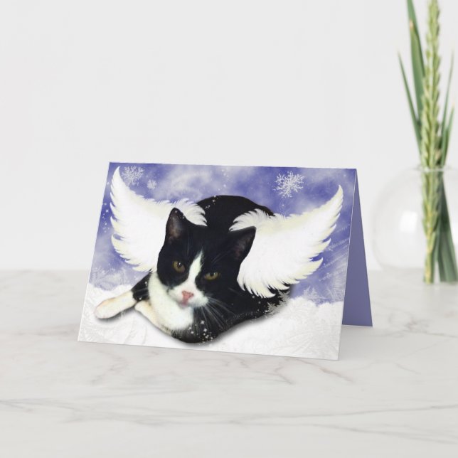 Cartes Pour Fêtes Annuelles Ange Kitty de neige (Devant)