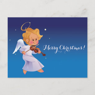 Cartes Pour Fêtes Annuelles Ange mignon jouant le violon