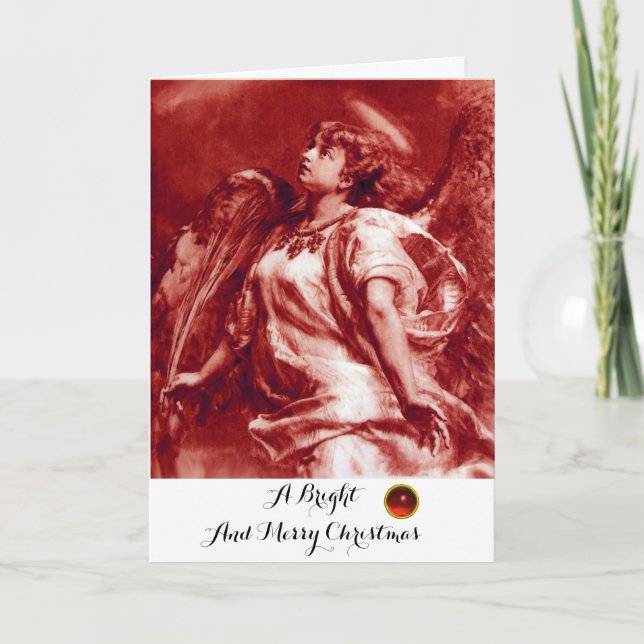 Cartes Pour Fêtes Annuelles ANGE ROMANTIQUE, PEUR, ANTIQUE ROUGE BLANC Noël (Devant)