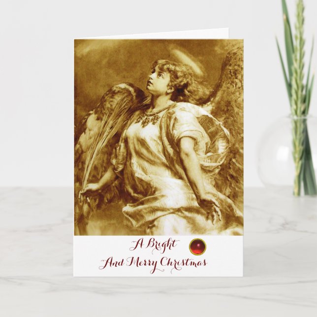 Cartes Pour Fêtes Annuelles ANGE ROMANTIQUE, PEUR, SEPIA BROWN Noël BLANC (Devant)