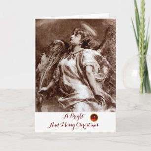 Cartes Pour Fêtes Annuelles ANGE ROMANTIQUE, PEUR, SEPIA BROWN Noël BLANC