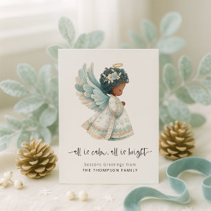 Cartes Pour Fêtes Annuelles Angel All is Calme Tout est Bright Nativité Noël