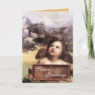 Cartes Pour Fêtes Annuelles ANGEL, Cherub ailé, Sapphire bleu, Parchemin