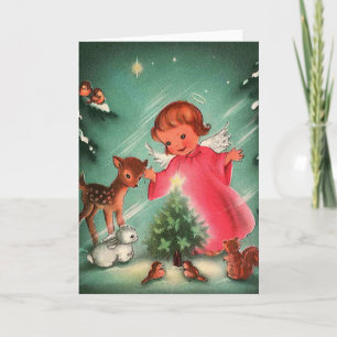 Cartes Pour Fêtes Annuelles Angel En Forêt