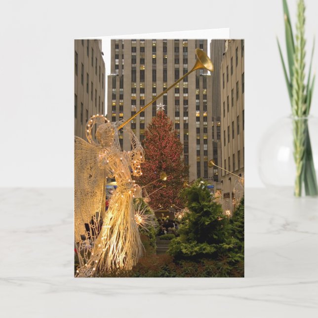 Cartes Pour Fêtes Annuelles Angel Et Arbre (Devant)