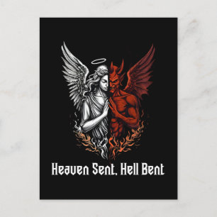 Cartes Pour Fêtes Annuelles Angel et diable demi-ciel envoyé Enfer Bent
