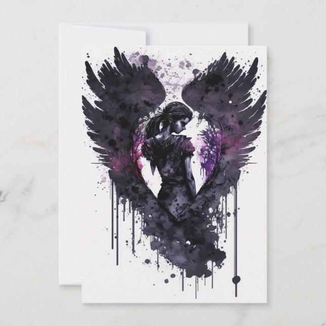 Cartes Pour Fêtes Annuelles Angel foncé Valentine avec Enky Dark Wings (Devant)