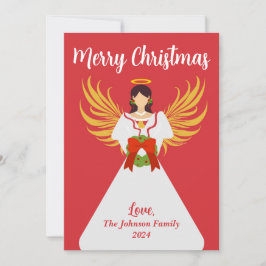 Cartes Pour Fêtes Annuelles Angel Joyeux Noël Rouge Vert Vague Nom