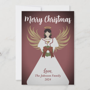 Cartes Pour Fêtes Annuelles Angel Joyeux Noël Wreath Wreath Wings Bourgogne No