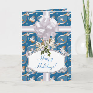Cartes Pour Fêtes Annuelles Angels et colombes bleus