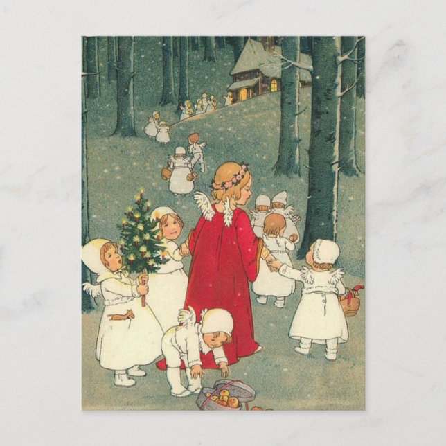 Cartes Pour Fêtes Annuelles Anges de la forêt de Noël (Devant)