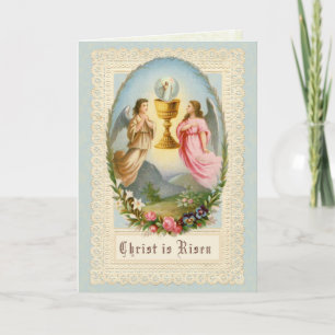 Cartes Pour Fêtes Annuelles Anges de la résurrection de Pâques Jésus catholiqu