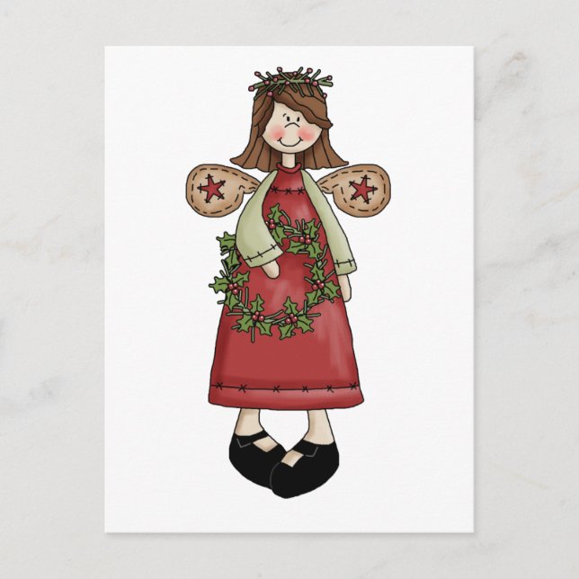 Cartes Pour Fêtes Annuelles Anges de Noël ・ Ange et couronne (Devant)