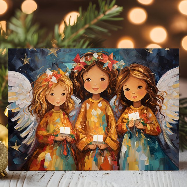 Cartes Pour Fêtes Annuelles Anges de Noël Fantaisistes Avec Des Bougies (Créateur téléchargé)