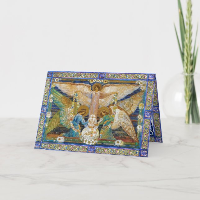 Cartes Pour Fêtes Annuelles Anges Garlanding le Christ infantile (Devant)