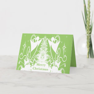 Cartes Pour Fêtes Annuelles Anges sur le vert