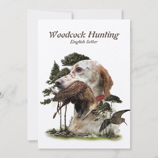Cartes Pour Fêtes Annuelles Anglais Setter, chasse à la bécasse (Devant)