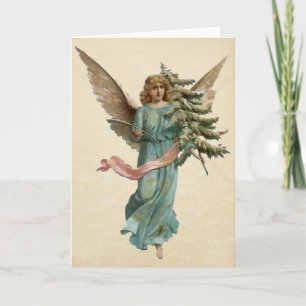 Cartes Pour Fêtes Annuelles Angle vintage avec arbre de Noël