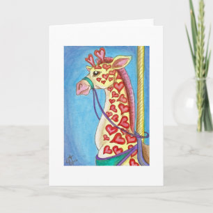 Cartes Pour Fêtes Annuelles Animal du carrousel de Valentine de girafe