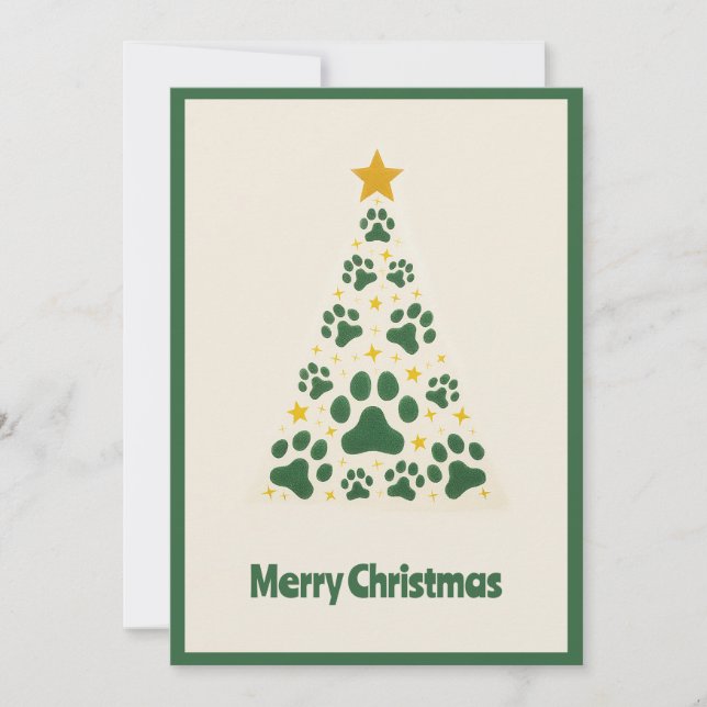 Cartes Pour Fêtes Annuelles Animaux amusants Pâtes vert arbre de Noël moderne (Devant)