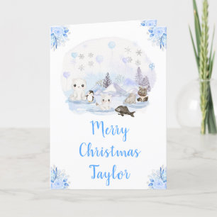 Cartes Pour Fêtes Annuelles Animaux arctiques Merveilleux Noël hivernal