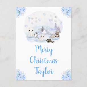 Cartes Pour Fêtes Annuelles Animaux arctiques Merveilleux Noël hivernal