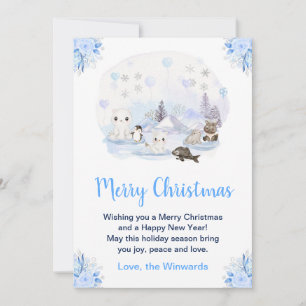Cartes Pour Fêtes Annuelles Animaux arctiques Merveilleux Noël hivernal