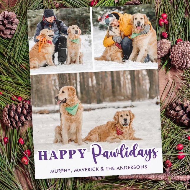 Cartes Pour Fêtes Annuelles Animaux de compagnie Photo adorable Chien pourpre  (Créateur téléchargé)