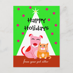 Cartes Pour Fêtes Annuelles Animaux de compagnie Vacances Chien et chat