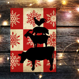 Cartes Pour Fêtes Annuelles Animaux de ferme Style Vintage Pays Noël