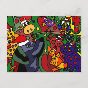 Cartes Pour Fêtes Annuelles Animaux de Noël amusants Art Abstrait Original