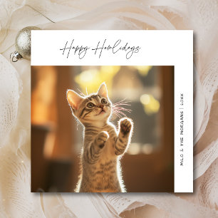 Cartes Pour Fêtes Annuelles Animaux de Noël Joyeux Howlidays Chat Photo Saluta