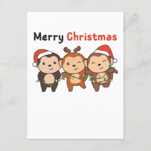 Cartes Pour Fêtes Annuelles Animaux de Noël singes Joyeux Noël