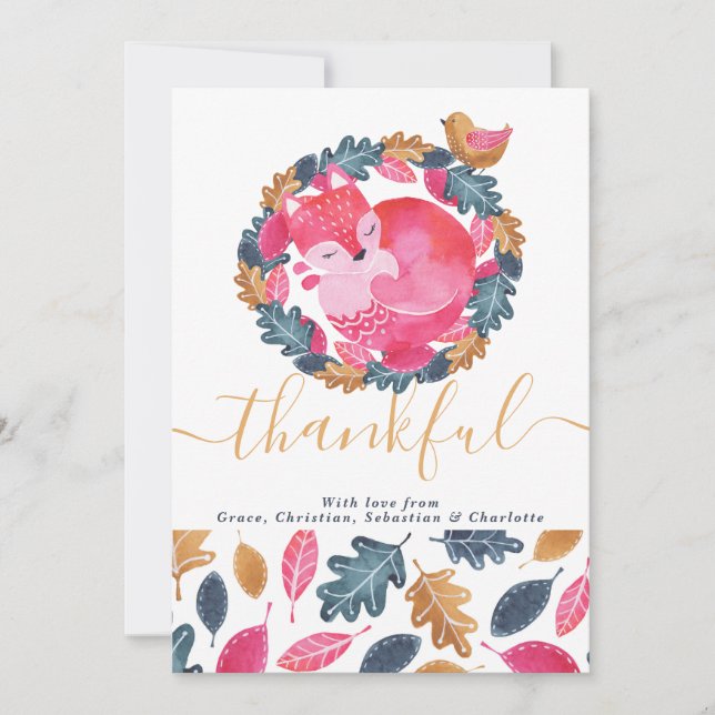Cartes Pour Fêtes Annuelles Animaux des bois Action de grâces (Devant)