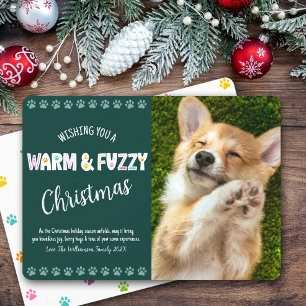 Cartes Pour Fêtes Annuelles Animaux domestiques Fuzzy Chaud Typographie de Noë