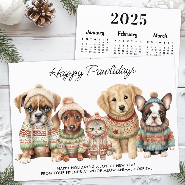 Cartes Pour Fêtes Annuelles Animaux domestiques Noël 2025 Calendrier Chien Cha (Créateur téléchargé)