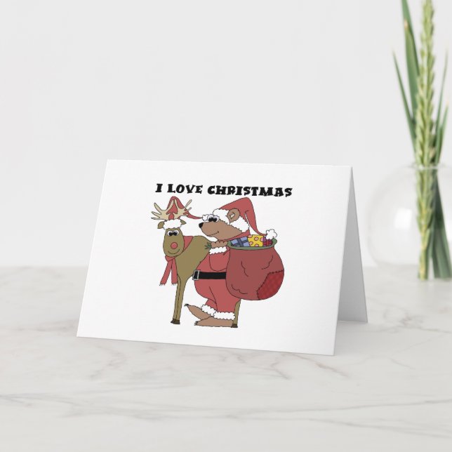 Cartes Pour Fêtes Annuelles Animaux J'aime T-shirts et cadeaux de Noël (Devant)