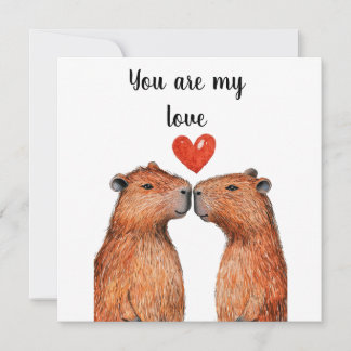 Cartes Pour Fêtes Annuelles animaux mignons capybaras avec des cœurs peints