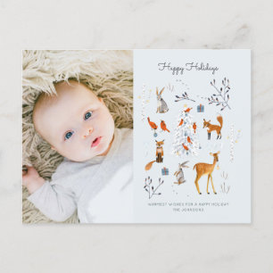 Cartes Pour Fêtes Annuelles Animaux mignons de la forêt bleue merveilles cerfs