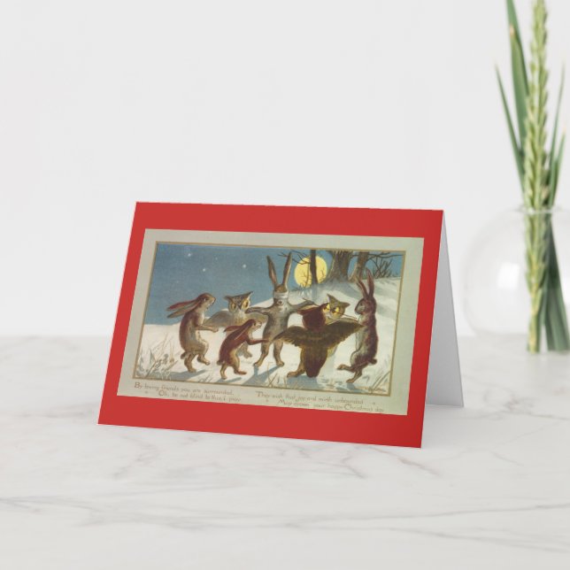 Cartes Pour Fêtes Annuelles Animaux mignons de Noël (Devant)