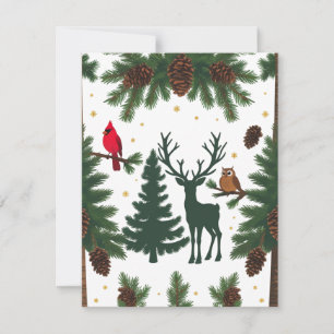 Cartes Pour Fêtes Annuelles Animaux rustiques de la forêt de Noël Plat Fêtes