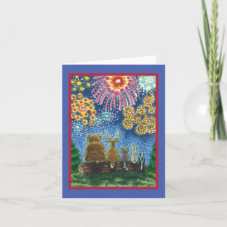 CARTES POUR FÊTES ANNUELLES ANIMAUX SAUVAGES 4 JUILLET FEU, BLANC VRAI